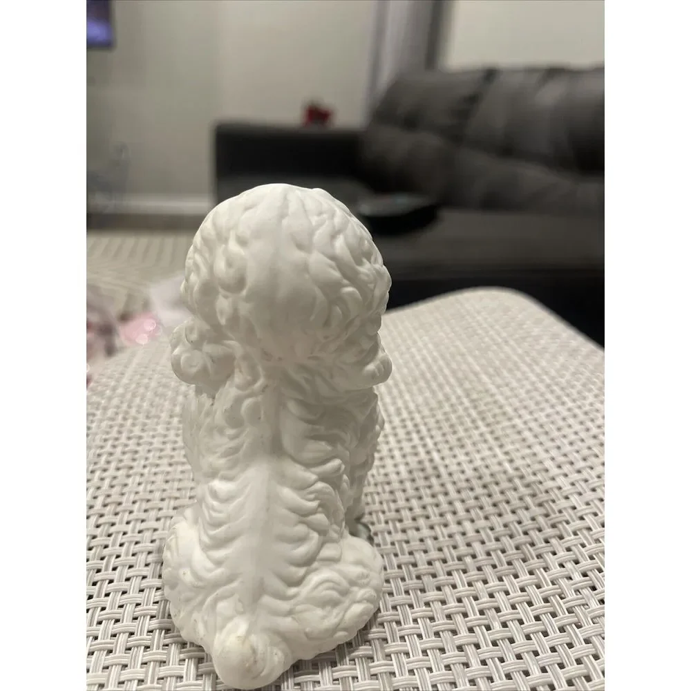 Vintage‎ Porcelain White Permed Coif Poodle Figurine Hand Painted Pretty